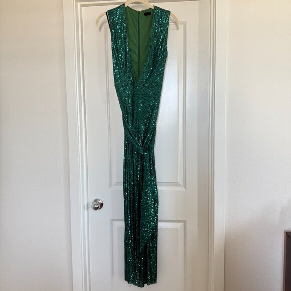 Revolve NBD Elektra Gown Party Dress Emerald Green Kelly sequins maxi sz small - Picture 4 of 16